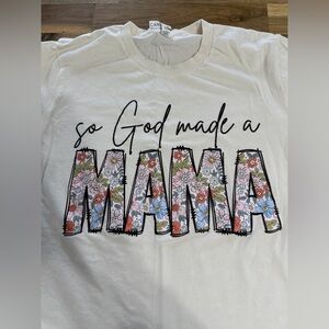 So God Made a Mama Graphic Tee Floral Lettering Medium Bella Canvas